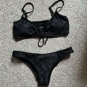 Pacsun LA Hearts black sparkle bikini